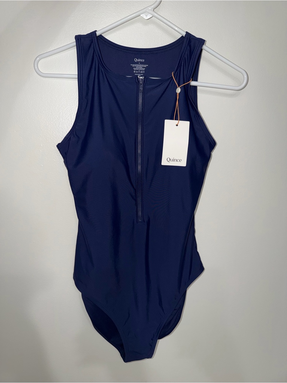 Quince Italian Zip-Front One-Piece Swimsuit Navy